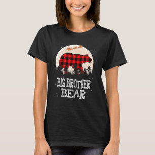 Big Brother Bear Christmas Pajama Red Plaid Buffal T-Shirt