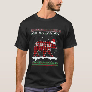 Big Brother Bear Santa Red Plaid Family Pajamas Fo T-Shirt