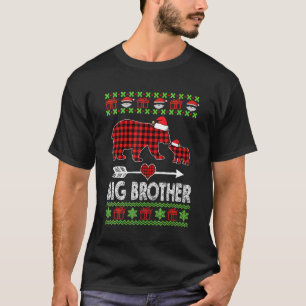 Big Brother Bear Santa Red Plaid Family Pyjamas Fo T-Shirt