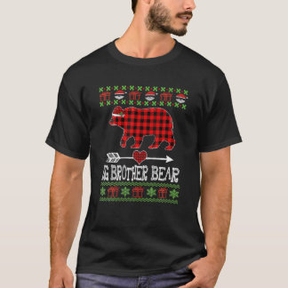 Big Brother Bear Santa Red Plaid Family Pyjamas Fo T-Shirt