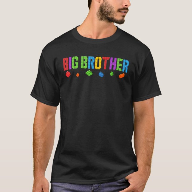 Big Brother   Blocks Master Brick Builder Birthday T-Shirt (Front)