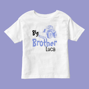 Big Brother Bulldozer Custom Name - Construction Toddler T-Shirt