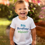 Big Brother Colourful Monogram Boys T-Shirt<br><div class="desc">Customise this stylish big brother t-shirt with the child's name.  Teal,  dark blue,  and green colours - many shirt style,  size,  and colour options available.</div>