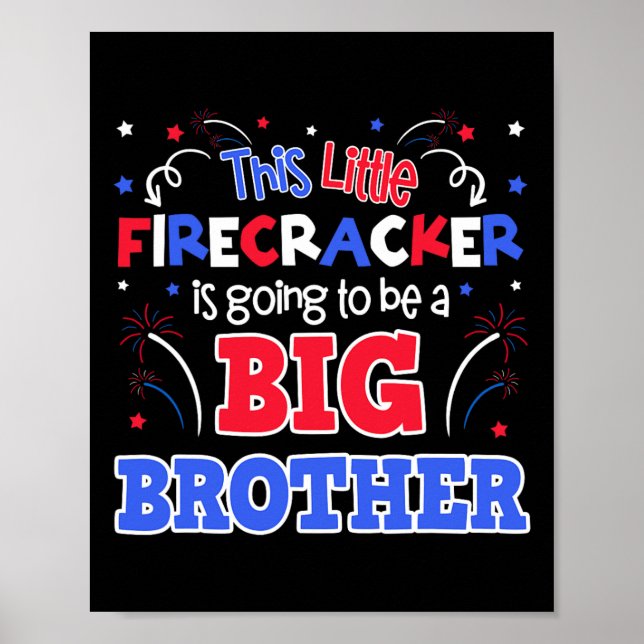 Big Brother Cute 4th Of July Pregnancy Announcemen Poster (Front)
