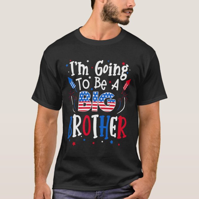 Big Brother Cute 4th Of July Pregnancy Announcemen T-Shirt (Front)