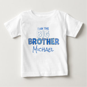 Big Brother Cute Boy Personalised Blue Custom Baby T-Shirt