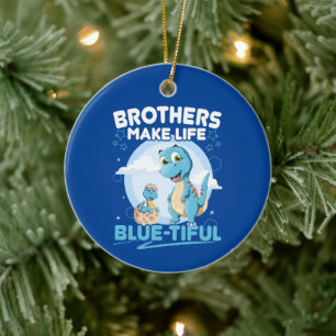 Big Brother Dinosaur Beautiful Life Pun Ceramic Ornament