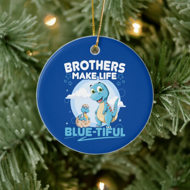 Big Brother Dinosaur Beautiful Life Pun Ceramic Ornament (Tree)