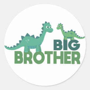 Big brother dinosaur kids boy dinos classic round sticker