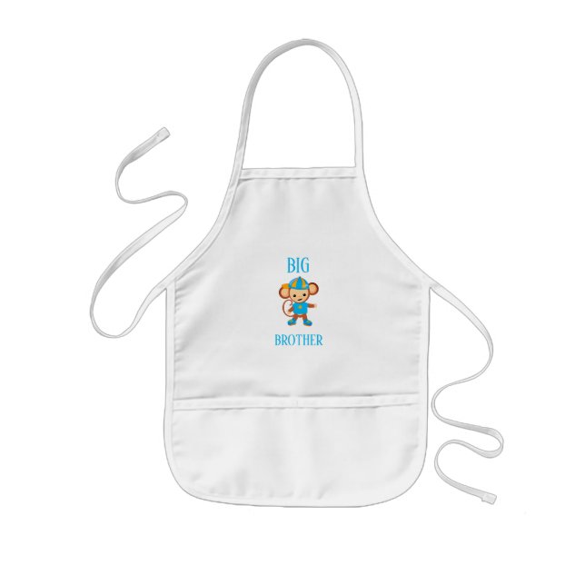 Big Brother Dressed Monkey Custom Text Kids Apron (Front)