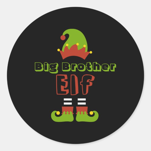 Big Brother Elf Christmas Xmas Cute T Shirt  Classic Round Sticker (Front)