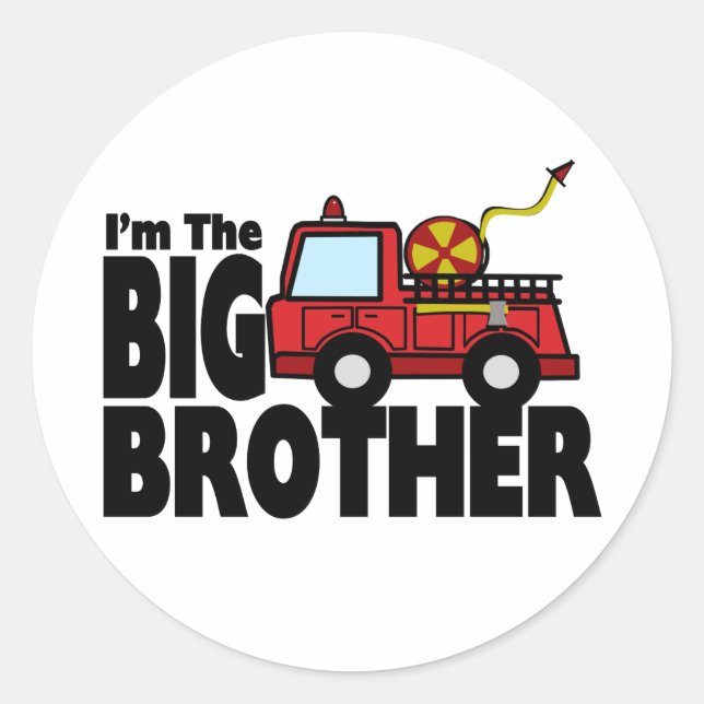 Big Brother Fire Truck Classic Round Sticker (Front)