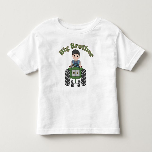 Big Brother Green Tractor Toddler T-Shirt (Front)