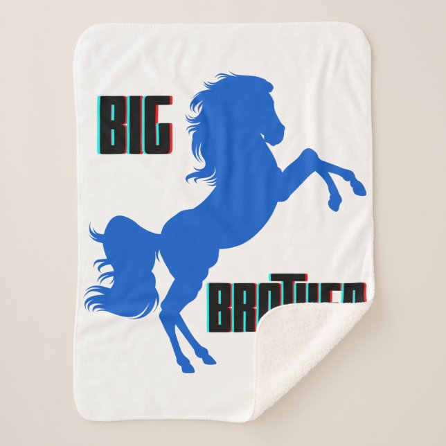 Big Brother Horse Rearing Sherpa Blanket (Front)