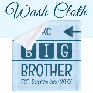 Big brother initials est. month year blue wash cloth