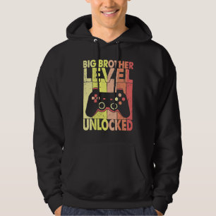 Big Brother Level Unlocked Vintage Gamer Big Bro Hoodie