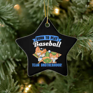 Big Brother Little Brother - Baseball Players Ceramic Ornament