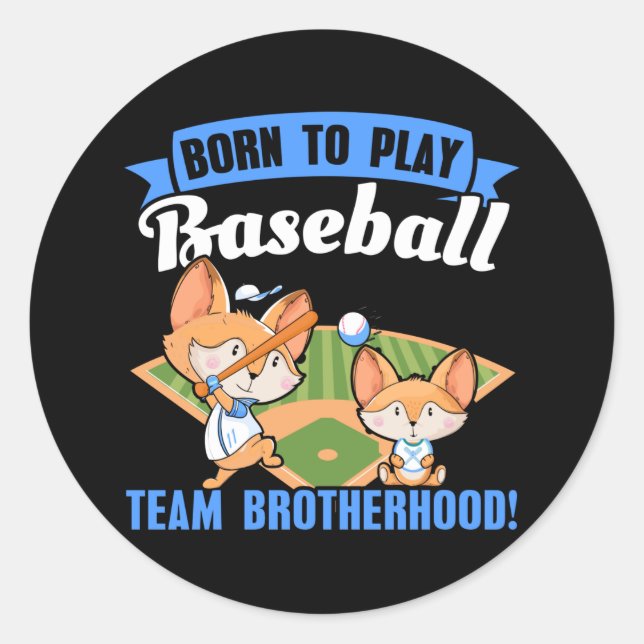 Big Brother Little Brother - Baseball Players Classic Round Sticker (Front)
