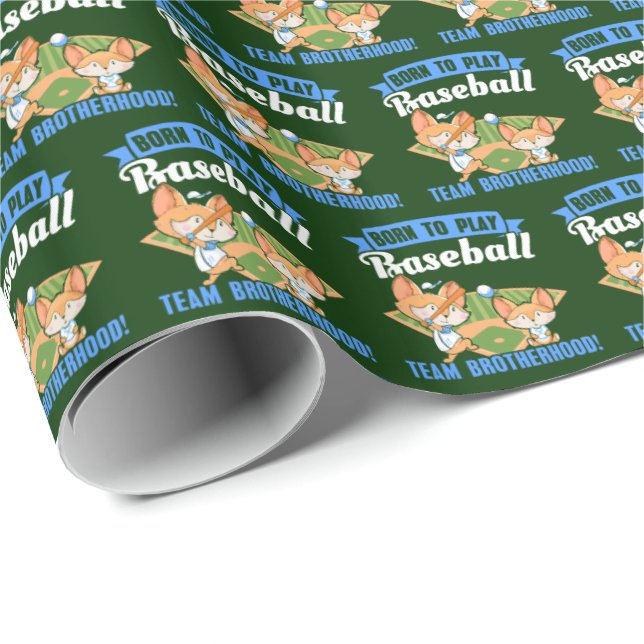 Big Brother Little Brother - Baseball Players Wrapping Paper (Roll Corner)