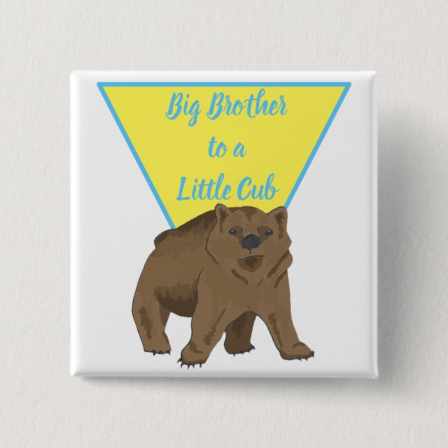 Big Brother Little Brother Bear Cub 15 Cm Square Badge (Front)