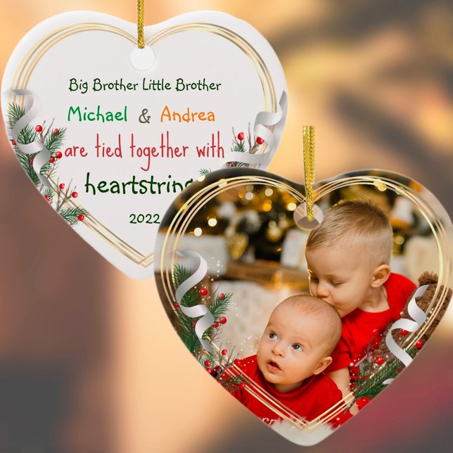 Big Brother Love Photo Holly Pine Gold Frame Ornament (Creator Uploaded)