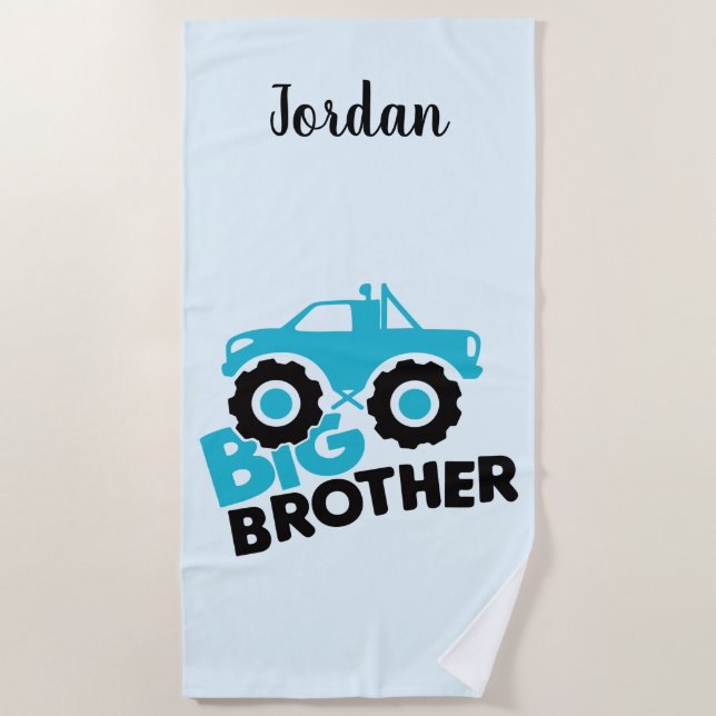Big Brother Monster Truck Beach Towel (Front)