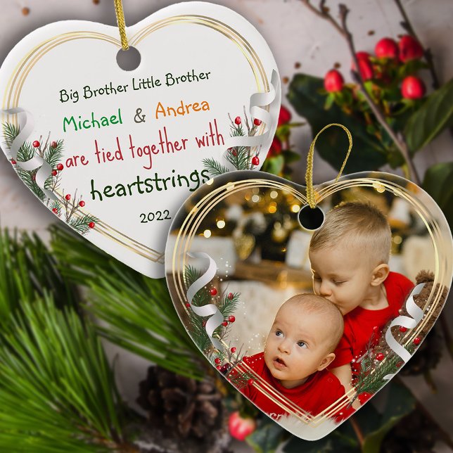 Big Brother New Baby Photo Gold Frame Custom   Ceramic Ornament (Creator Uploaded)