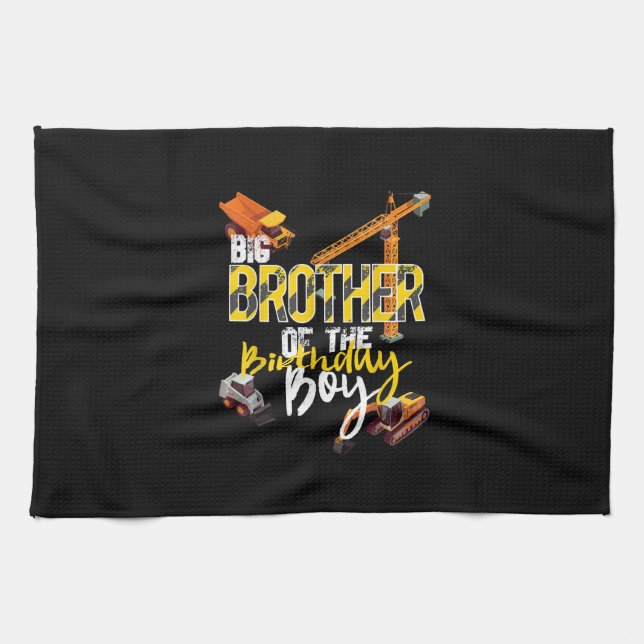 Big Brother Of Birthday Boy Constructor Tea Towel (Horizontal)