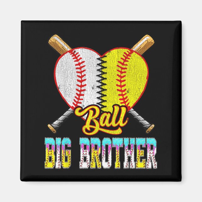 Big brother of both half baseball softball ice magnet (Front)