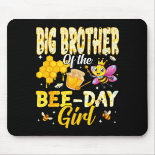 Big Brother Of The Bee Day Girl Birthday Family Ma Mouse Pad