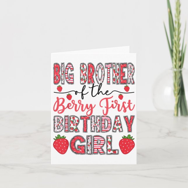 Big Brother Of The Berry First Birthday Girl Straw Card (Front)