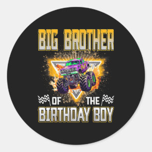 Big Brother Of The Birthday Boy Monster Truck Birt Classic Round Sticker