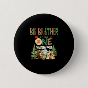 Big brother of the one happy camper 1st birthday 6 cm round badge