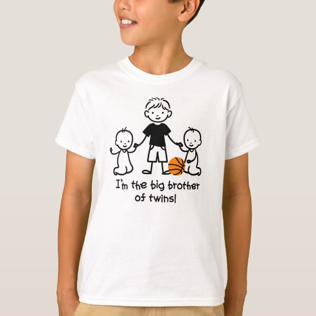 Big Brother of Twins - Stick Figures T-Shirt (Front)