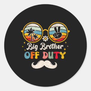 Big Brother Off Duty Sungles Beach Sunset Summer Classic Round Sticker