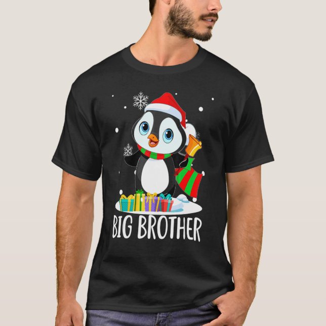 Big Brother Penguins Santa  Christmas Matching Fam T-Shirt (Front)