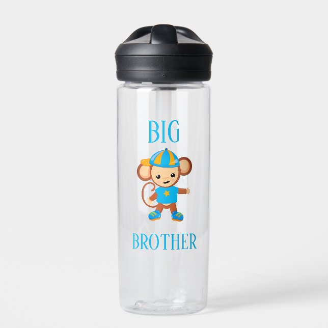 Big Brother Personalised Monkey Custom Text Water Bottle (Front)