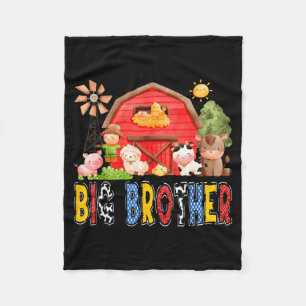 Big Brother Red Farm Cow Birthday Boy Matching Fam Fleece Blanket