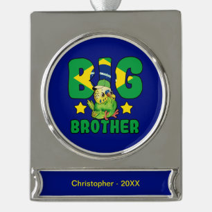 Big Brother Sibling - Cute Brazil Flag Art Silver Plated Banner Ornament