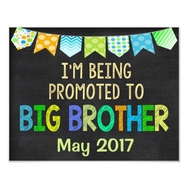 Big Brother Sign, Pregnancy Sign, New Baby, Baby Photo Print (Front)