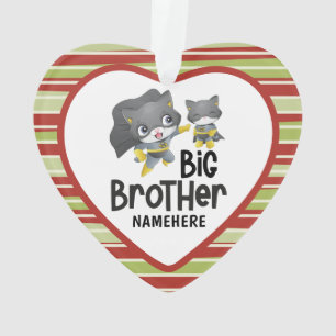 Big Brother Superhero Cat Illustration Custom Name Ornament