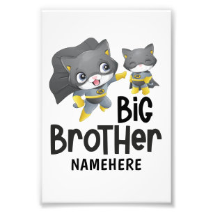 Big Brother Superhero Cat Illustration Custom Name Photo Print