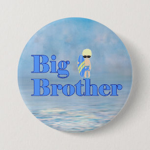 Big Brother Surfer Boy Sibling       7.5 Cm Round Badge