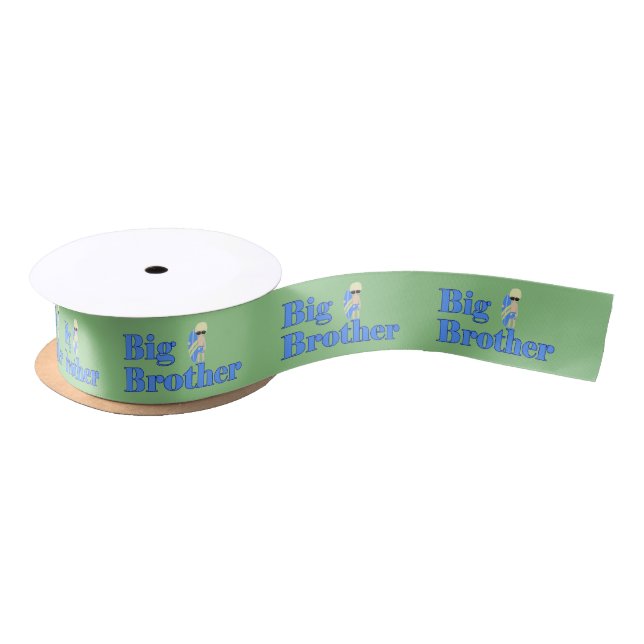 Big Brother Surfer Boy Sibling Green Satin Ribbon (Spool)