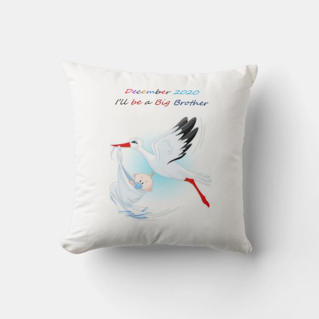 Big Brother Throw Pillow Baby Stork  December 2020 (Front)