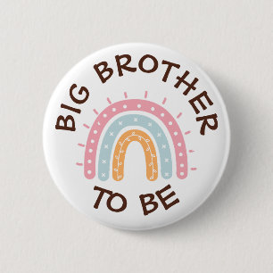 Big Brother to be Baby Shower Button Rainbow