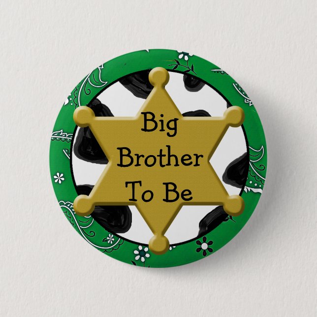 Big Brother to Be Blue Bandanna Baby Shower Button (Front)