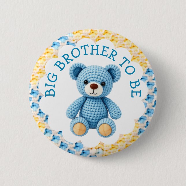Big Brother to Be | Boy's Baby Shower 6 Cm Round Badge (Front)