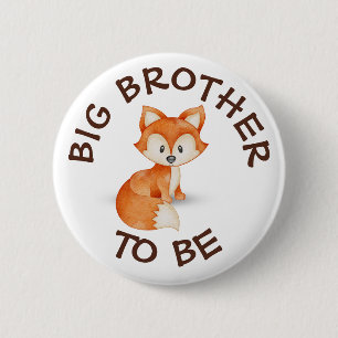 Big Brother to be Woodland Animals Baby Shower 6 Cm Round Badge