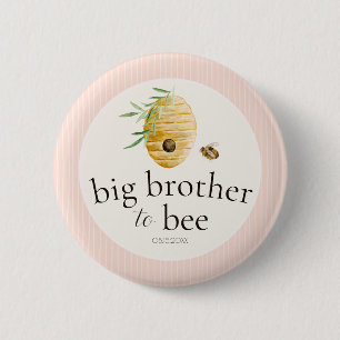 Big Brother To Bee Pink Girl Baby Shower Family  6 Cm Round Badge